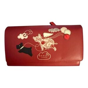 RADLEY LONDON Red Wallet with Whimsical Animal Design